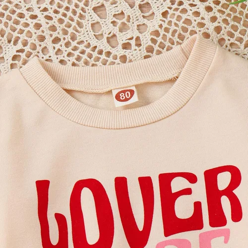 Miniatura 5 de Toddler Girls Valentine's Day Long Sleeve Letter T Shirt Pullover Tops Bell Bottoms Pants Kids Girls 6 Months