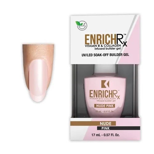 Miniatura 12 de KUPA EnrichRx Gel constructor, melocotón perfecto, vitamina E y colágeno infundido, cepillo de gel de remojo UV/LED en uñas naturales, 0.57 onzas