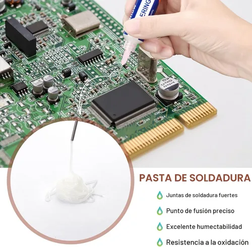 Miniatura 5 de Pasta de flujo de soldadura y trenzado de mecha de soldadura, flujo de soldadura sin limpieza (10cc) Herramienta de eliminación de soldadura