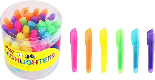 SKKSTATIONERY 36 mini resaltadores de colores con punta de cincel, marcadores de resaltador, rotuladores de colores surtidos de 3.5 pulgadas Mini