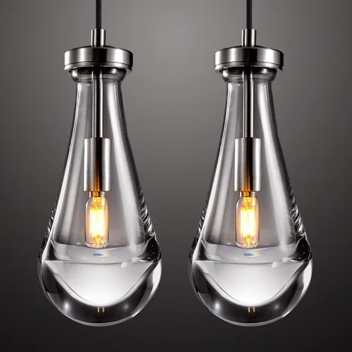 Miniatura 10 de Luces Colgantes Modernas en Forma de Gota de Lluvia, Lámparas Colgantes de Latón de 2 Luces para Isla de Cocina, Iluminación Colgante Dorada