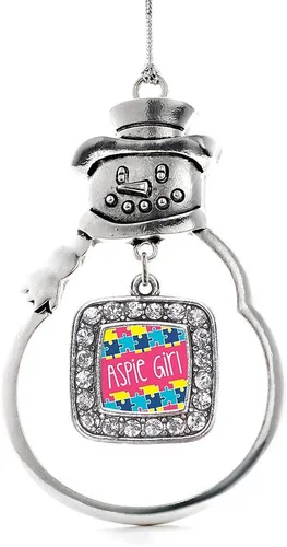 Miniatura 197 de Inspired Silver - Adorno de rodillo de reina - Adorno cuadrado de plata con muñeco de nieve con joyas de circonita cúbica