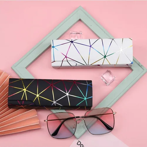 Miniatura 6 de Funda de gafas deslumbrante celosía, funda protectora portátil para gafas, cubierta rígida para gafas de moda, unisex..