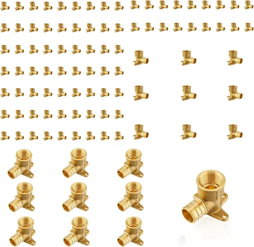 Miniatura 13 de Paquete de 5 accesorios PEX, adaptador de codo de oreja NPT roscado hembra Pex de 1/2 pulgadas x 1/2 pulgadas, accesorios de engarce de latón