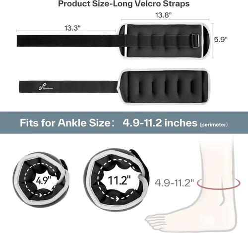 Miniatura 6 de Sportneer Pesas de tobillo para muñeca, par de pesas de 1/2/4/6/10 libras para hombres, mujeres, niños, entrenamiento de fuerza, juego de pesas