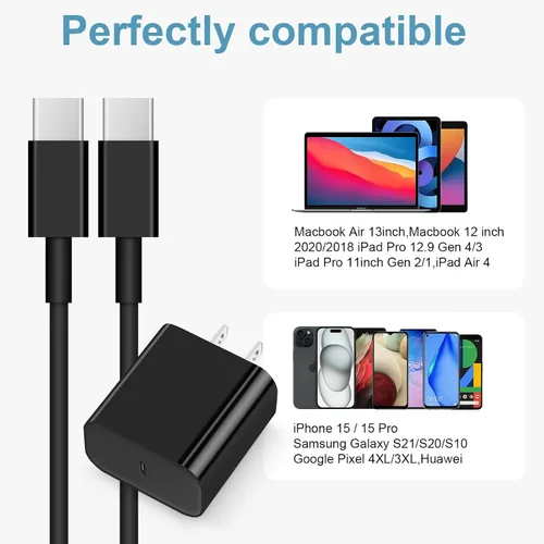 Miniatura 5 de Cargador de carga rápida USB C para iPhone 17, 16, 15, paquete de 2 cargadores tipo C, cable de 6 pies para iPhone 17/17 Plus/17 Pro/17 Pro