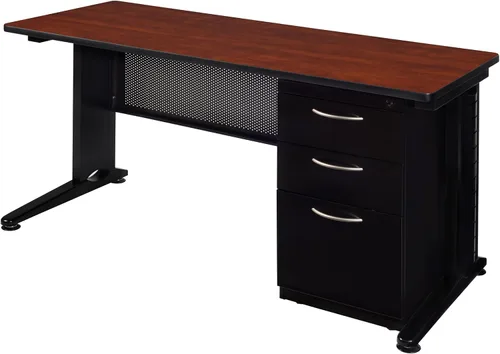 Miniatura 16 de Regency Fusion - Escritorio para profesores de 48 x 24 pulgadas con unidad de cajón de pedestal individual, color cereza