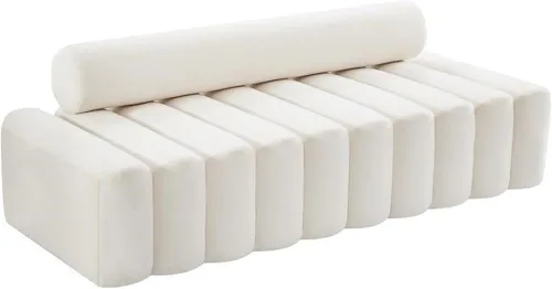 Pemberly Row Sofá tapizado moderno/contemporáneo de terciopelo crema