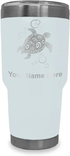 Miniatura 8 de LaserGram Vaso aislado al vacío de 20 onzas, tortuga marina hawaiana, grabado personalizado incluido (negro)