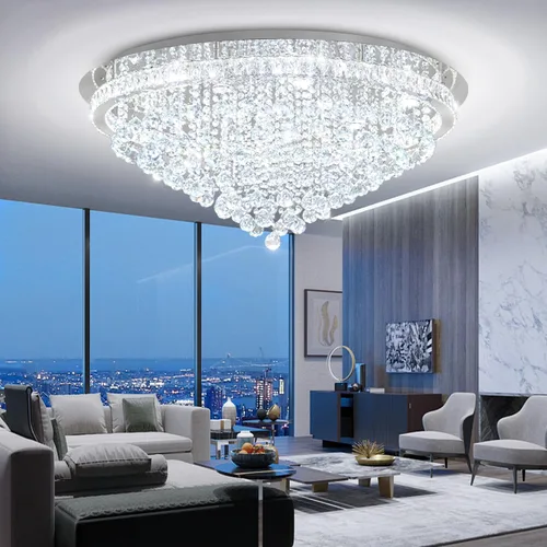 Miniatura 20 de Mini Lámpara de Araña Empotrada de 12" de Diámetro para Pasillo, Candelabros de Techo de Cristal para Comedor, Dormitorio, Sala de Estar, Entrada