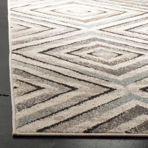 Miniatura 3 de SAFAVIEH Amsterdam Collection AMS109A - Alfombra para pasillo, 2 pies 3 pulgadas x 8 pies, color crema y beige, diseño geométrico de diamante,
