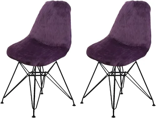 Miniatura 16 de GIA Juego de 1 funda de piel sintética con patas de metal contemporáneas sin brazos y funda extraíble para silla, color rosa champán