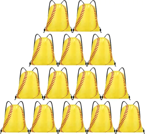 Grneric 14 bolsas de softbol con cordón para fiesta, bolsas de regalo, bolsa de cincha para equipos deportivos, suministros de cumpleaños (softbol)