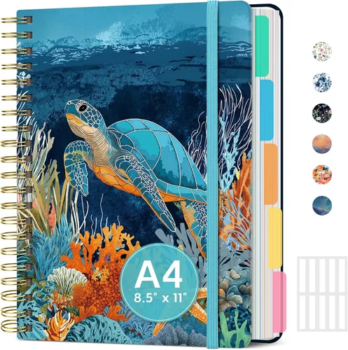 Miniatura 27 de Cuadernos grandes de espiral rayados para el trabajo con divisores y pestañas extraíbles, 8.5 x 11 pulgadas, bonito cuaderno de tapa dura de 5 A
