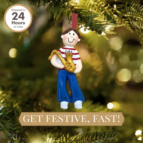Miniatura 2 de Adorno de saxofón personalizado para niño 2025 Personalización gratuita las 24 horas Adornos musicales de Navidad para árbol Recuerdo