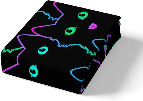 Miniatura 5 de Juego de ropa de cama con diseño de dibujos animados para niñas, niños, mascotas, gatos, funda de edredón con luz de neón, funda de edredón colorida