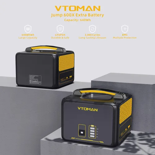 Miniatura 2 de VTOMAN Jump 600X Batería extra 640Wh para Jump 600X Estación de energía portátil, LiFePO4 (LFP) Batería de expansión de reserva con protección BMS