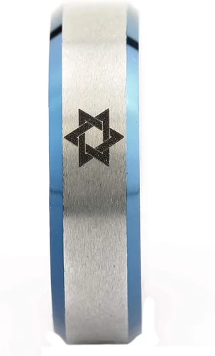 Miniatura 3 de Star of David 6mm Tungsten Carbide Ring Polished Edge Band Comfort Fit Best Gift