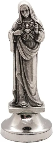 Miniatura 10 de VILLAGE GIFT IMPORTERS Mini estatua de santo Figuras clásicas cristianas y católicas Metal plateado Parte inferior adhesiva Decoración