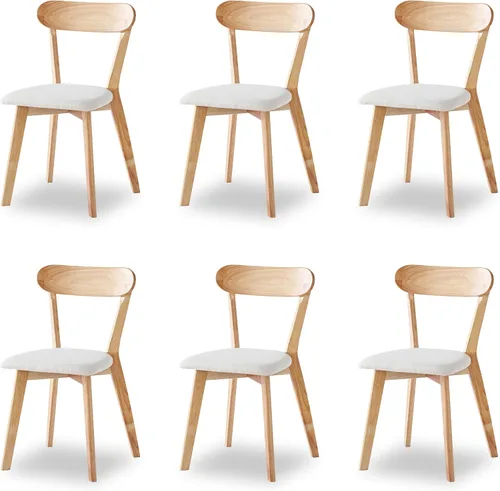 Miniatura 9 de Juego de 4 sillas de comedor tapizadas de madera maciza con asiento marrón acolchado de piel sintética para el hogar, cocina, sala de estar, comedor