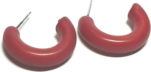 Miniatura 8 de Pendientes de aro Lucite Marrón Caramelo Pequeños aros de Secretaria Lucite Vintage - SEC-BR-1