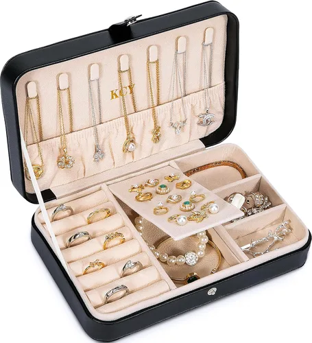KCY Joyero para niñas y mujeres pequeño estuche organizador de joyas de viaje cajas de almacenamiento de joyas portátiles de piel sintética soporte