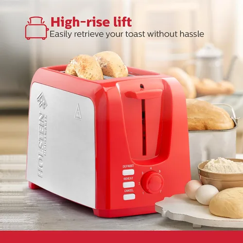 Miniatura 6 de Holstein Housewares Tostadora de 2 rebanadas con 7 ajustes de tostado, ranuras extra anchas, recalentamiento, descongelación, cancelación