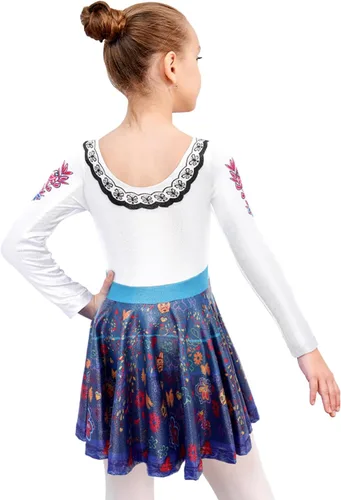 Miniatura 147 de EQSJIU Leotardo de baile de manga larga para niñas, vestido de ballet brillante con copo de nieve, tutú con falda tutú para niñas