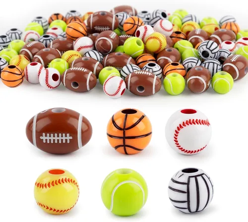 Miniatura 17 de AUEAR, 50 piezas de cuentas de béisbol de 12 mm para hacer joyas deportivas, collar, pulsera, decoración artesanal, accesorios