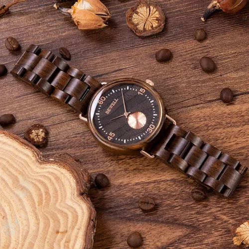Miniatura 4 de BEWELL Wood Watches for Men Minimalist Style Quartz Stainless Steel Combined Wooden Watches Mens
