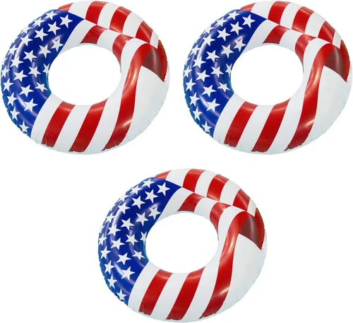 Swimline Flotador inflable de 36 pulgadas con bandera estadounidense patriótica para piscina (paquete de 3)