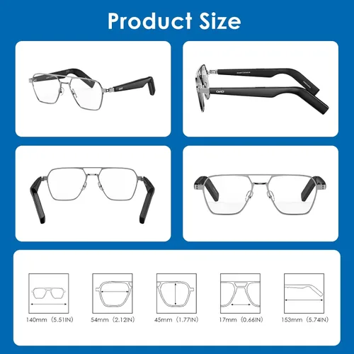 Miniatura 7 de GetD Lentes de sol Bluetooth para hombres/mujeres, traductor AI, duración de la batería de 11 horas, lente polarizada, protección UV, control