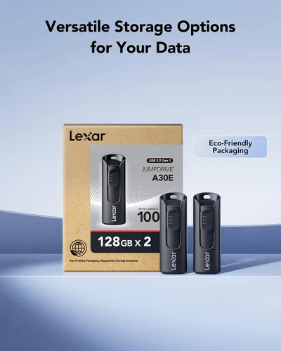 Miniatura 7 de Lexar Paquete de 2 unidades flash A30E de 128 GB USB 3.2 Gen 1, unidad USB de hasta 100 MB/s, expansión de almacenamiento y copia de seguridad