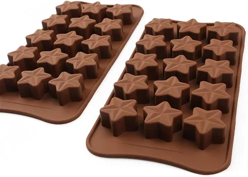 Miniatura 6 de homEdge Molde de chocolate con forma de estrella de 15 cavidades, juego de 4 moldes de silicona antiadherentes para gelatina de chocolate