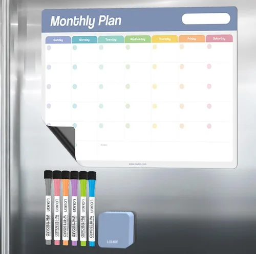 Miniatura 11 de Loukin Calendario Semanal de Borrado en Seco de 17"x11.8", Paquete de 2, Planificador de Pizarra Blanca de Adsorción Electrostática, Organizador
