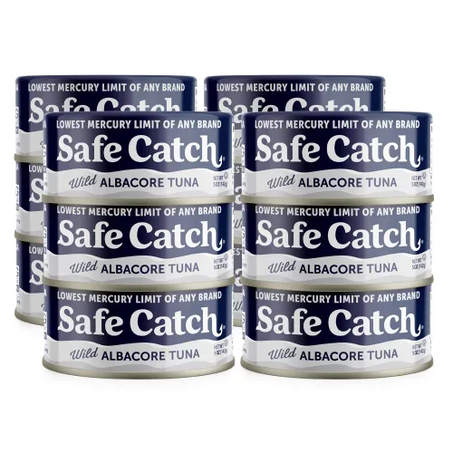 Safe Catch Atún Albacora Salvaje Enlatado Bajo en Mercurio Filete de Atún Enlatado Sin Gluten Alimento Keto Sin OMG Kosher Apto para Paleo Alto en