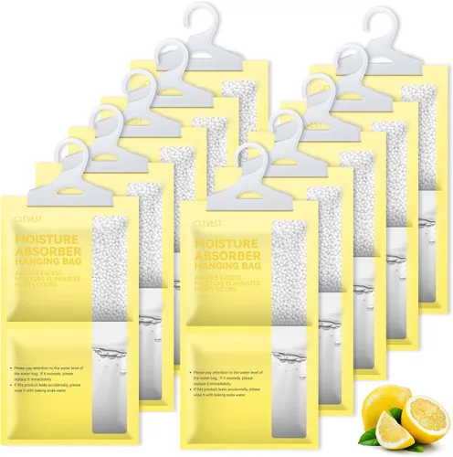 Miniatura 13 de CLEVAST Paquete de 10 bolsas de absorción de humedad, bolsas deshumidificadoras para armario, absorbentes de humedad colgantes sin perfume