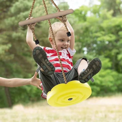 Miniatura 3 de KINSPORY Columpio de disco para niños, accesorios de juego de columpios, barras de mono de gimnasio de altura ajustable de 7 pies, asiento de árbol
