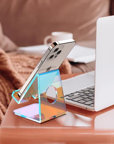 Miniatura 9 de Soporte acrílico para teléfono, soporte transparente para escritorio de oficina, tocador, encimera de cocina, mesita de noche, compatible con iPhone