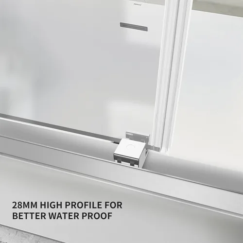 Miniatura 3 de Puerta corrediza de cristal para bañera, 56-60 pulgadas de ancho x 58 pulgadas de alto, sin marco, para baño, vidrio templado transparente de 5/16