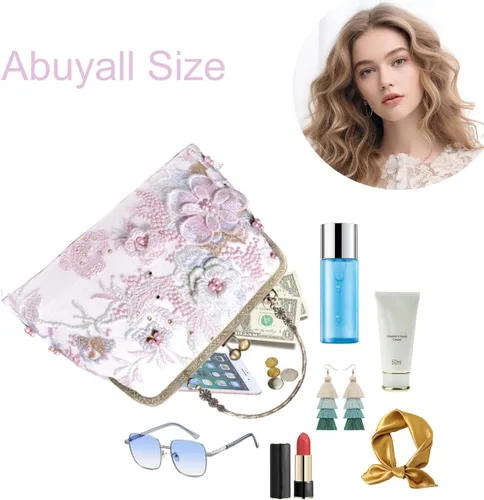 Miniatura 93 de Bolso floral con asa superior, bolso de noche Kiss Lock para mujer, bolso vintage