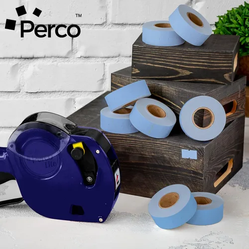 Miniatura 5 de Etiquetas azules Perco de 1 línea - 8 rollos, 1 funda, 8,000 etiquetas en blanco para pistolas de precio y fecha de 1 línea Perco - Fabricadas