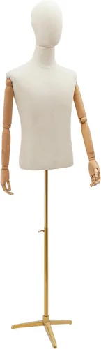 Miniatura 10 de Maniquí de medio cuerpo masculino con brazo, cuerpo de maniquí de forma de vestido, cuerpo de maniquí de 53 a 76 pulgadas, altura ajustable, maniquí