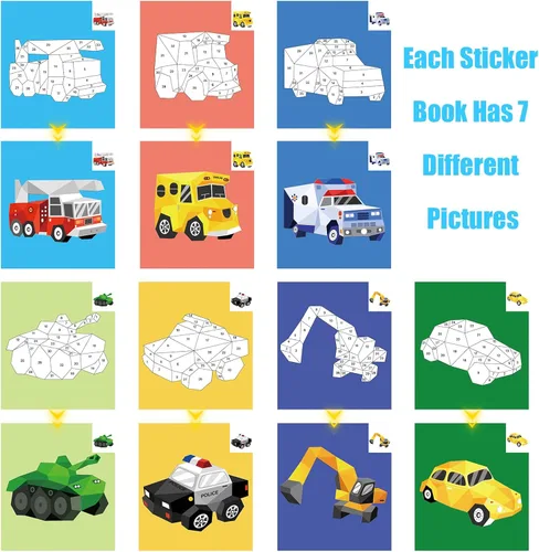 Miniatura 4 de Paquete de 4 libros de calcomanías para niños de 4 a 8 años, manualidades para niños de 4 a 8 años, libros de pintura con calcomanías para niños