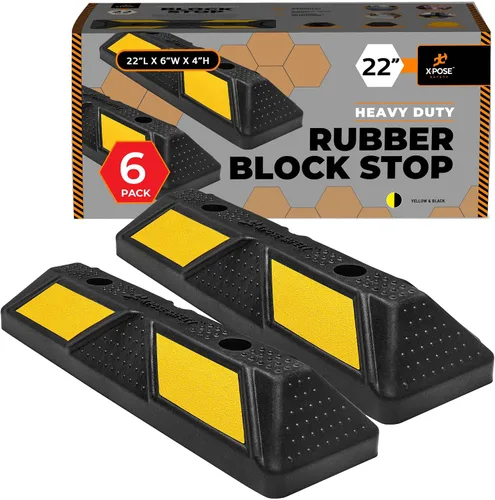 Miniatura 21 de Xpose Safety Tope de goma resistente de 22 pulgadas para estacionamiento, paquete de 2 bloques de ruedas para garaje, entrada o rampa, tope