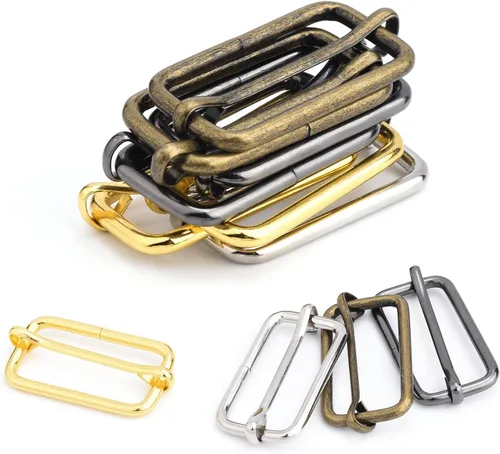 Miniatura 30 de CooBigo Paquete de 25 hebillas deslizantes ajustables de metal de 1 pulgada, ajustador rectangular Tri-Glide, deslizador de correa de tirantes