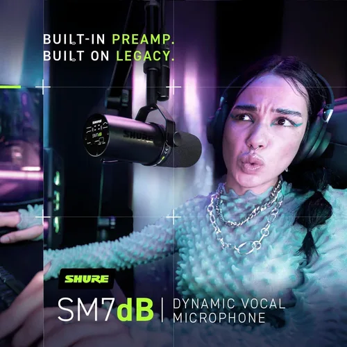 Miniatura 7 de Shure SM7dB - Micrófono vocal dinámico con preamplificador integrado, micrófono de estudio para transmisión, podcasting y grabación, sonido suave