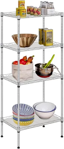 Miniatura 20 de Estantería de alambre de 6 niveles con ruedas, estantes de almacenamiento resistentes, organizador de cocina de garaje NSF, estante de alambre Negro