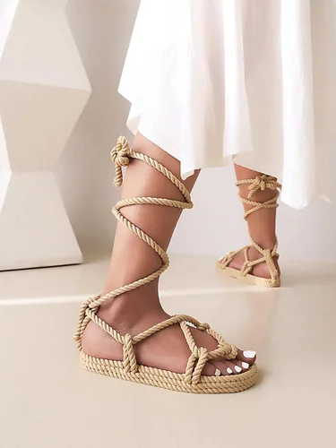 Miniatura 6 de Huntarry Alpargatas con cordones para mujer, estilo casual, cómodo, para caminar, zapatos planos suaves
