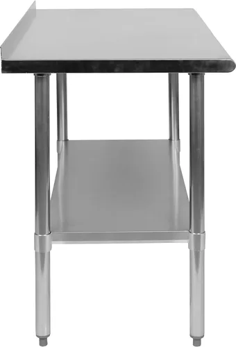 Miniatura 6 de Flash Furniture Rawcliffe - Mesa de trabajo y preparación de acero inoxidable de calibre 18 con protector contra salpicaduras y estante inferior